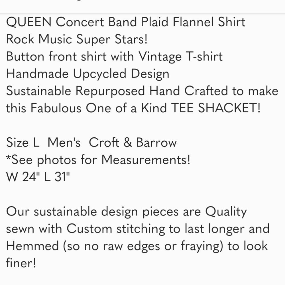 SOLD! WeQUEEN Concert Plaid Flannel Shirt Hand Crafted Upcycled Handmade - Picture 11 of 11